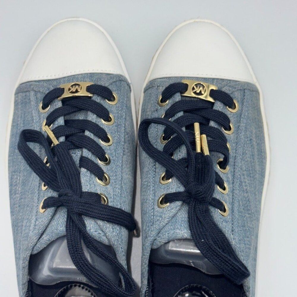 Michael Kors Kristy Slide Washed Denim Lace-Up Sneakers Womens 8.5 Pristine - Picture 6 of 12